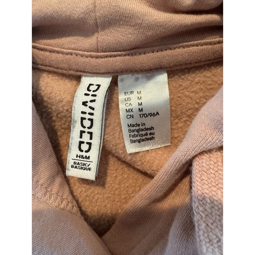 H&M Divided Beige Hoodie Heart Embroidery Women’s Medium Pullover Sweatshirt - Picture 3 of 7